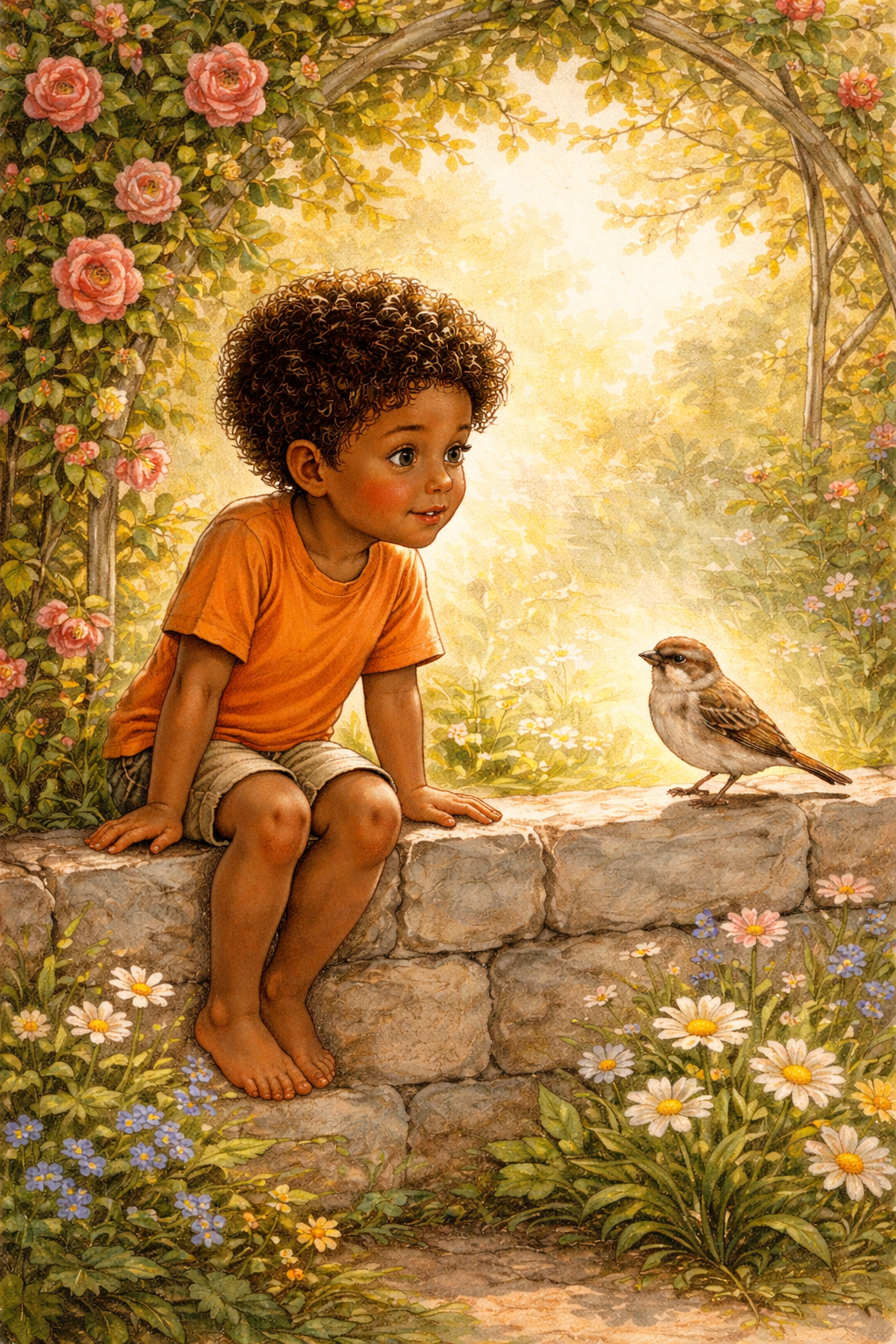 Child and sparrow