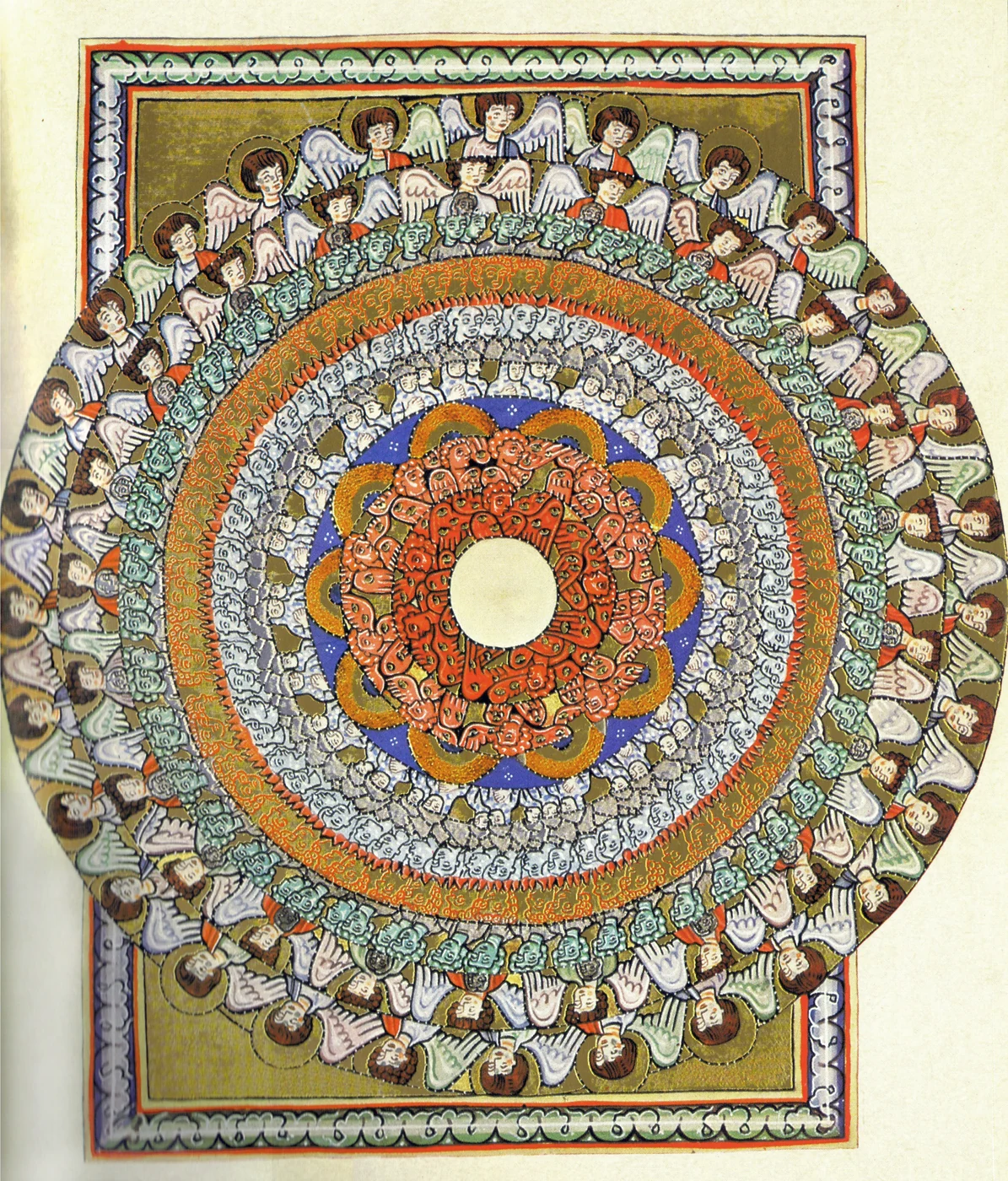 Hildegard of Bingen, Choirs of Angels illumination from the Rupertsberg Scivias