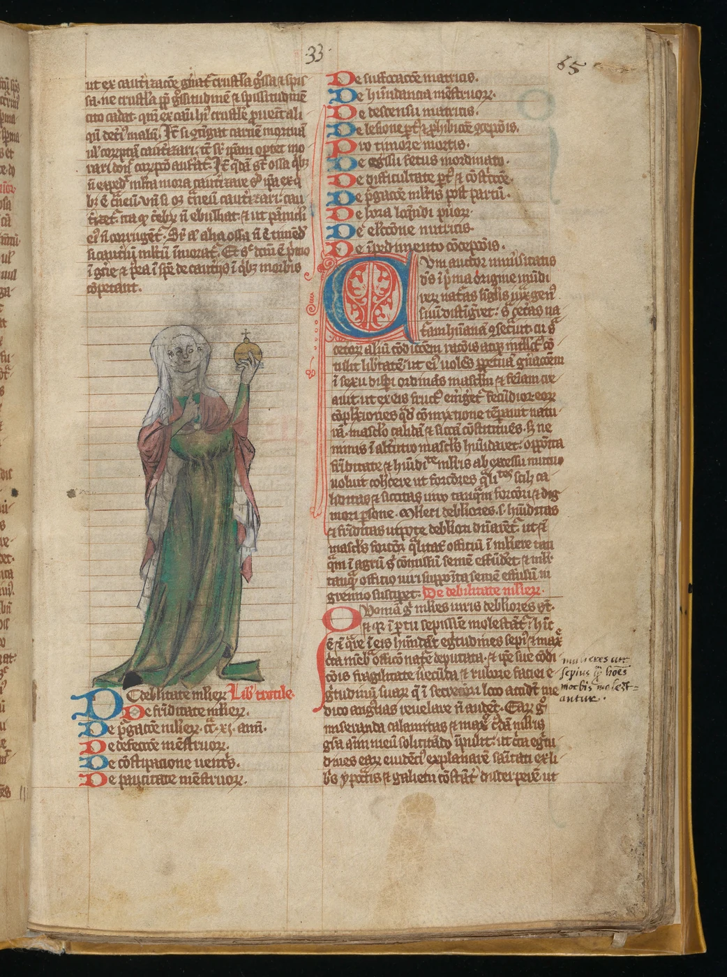 Manuscript folio from the Trotula corpus, Salernitan school